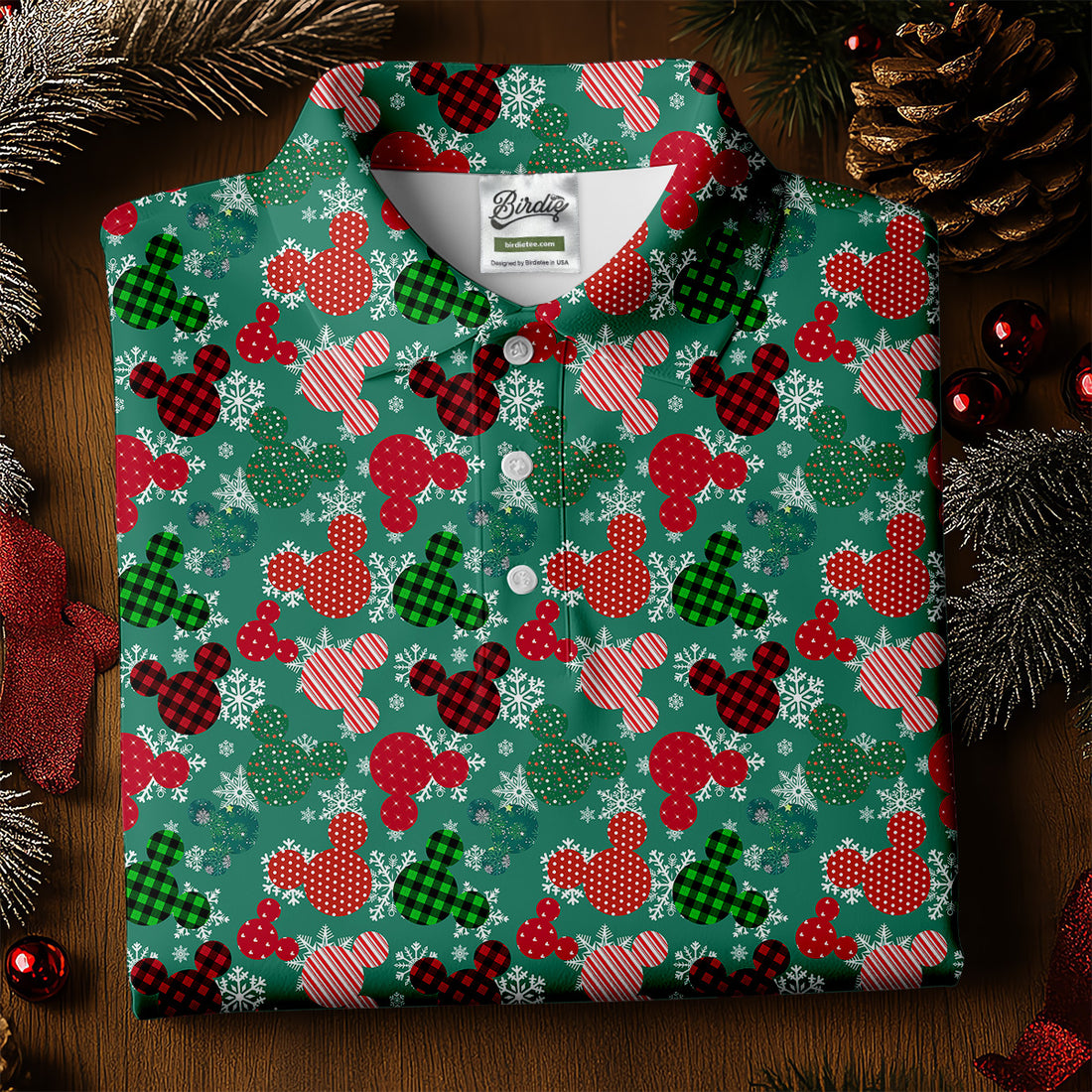 Adorable Cartoon Characters Xmas Golf Shirts, Cute Golf Outfit, Polo Shirts For Men, Christmas Golf Shirt