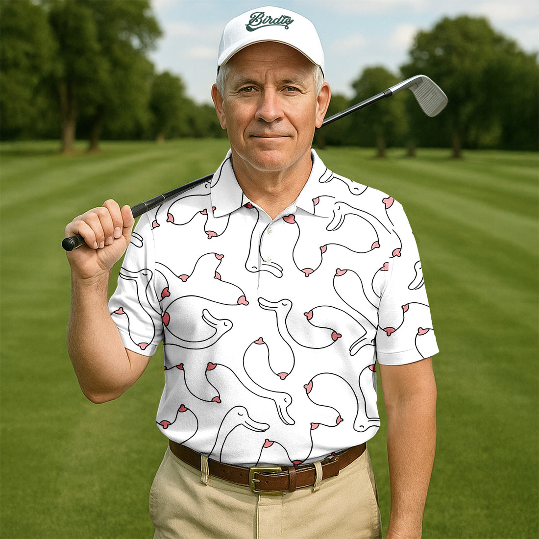 Funny Goose Golf Polos For Men, Fun Golf Shirt, Cool Golf Gift, Golf Gift For Men, Polo For Men