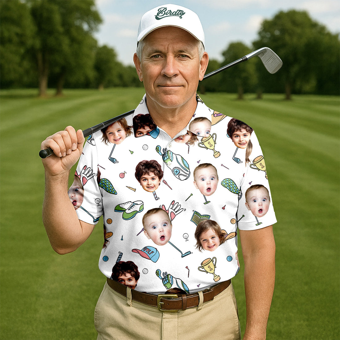 Custom Face Kids Photo Funny Polo Golf Shirt, Custom Face Shirt, Christmas Golf Gift