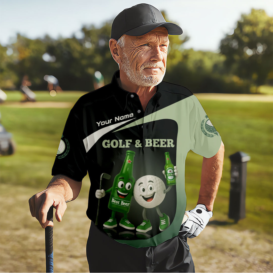 Funny Beer And Golf Custom Golf Polos For Men, Mens Golf Gift, Golfing Apparel, Gift For Golfers