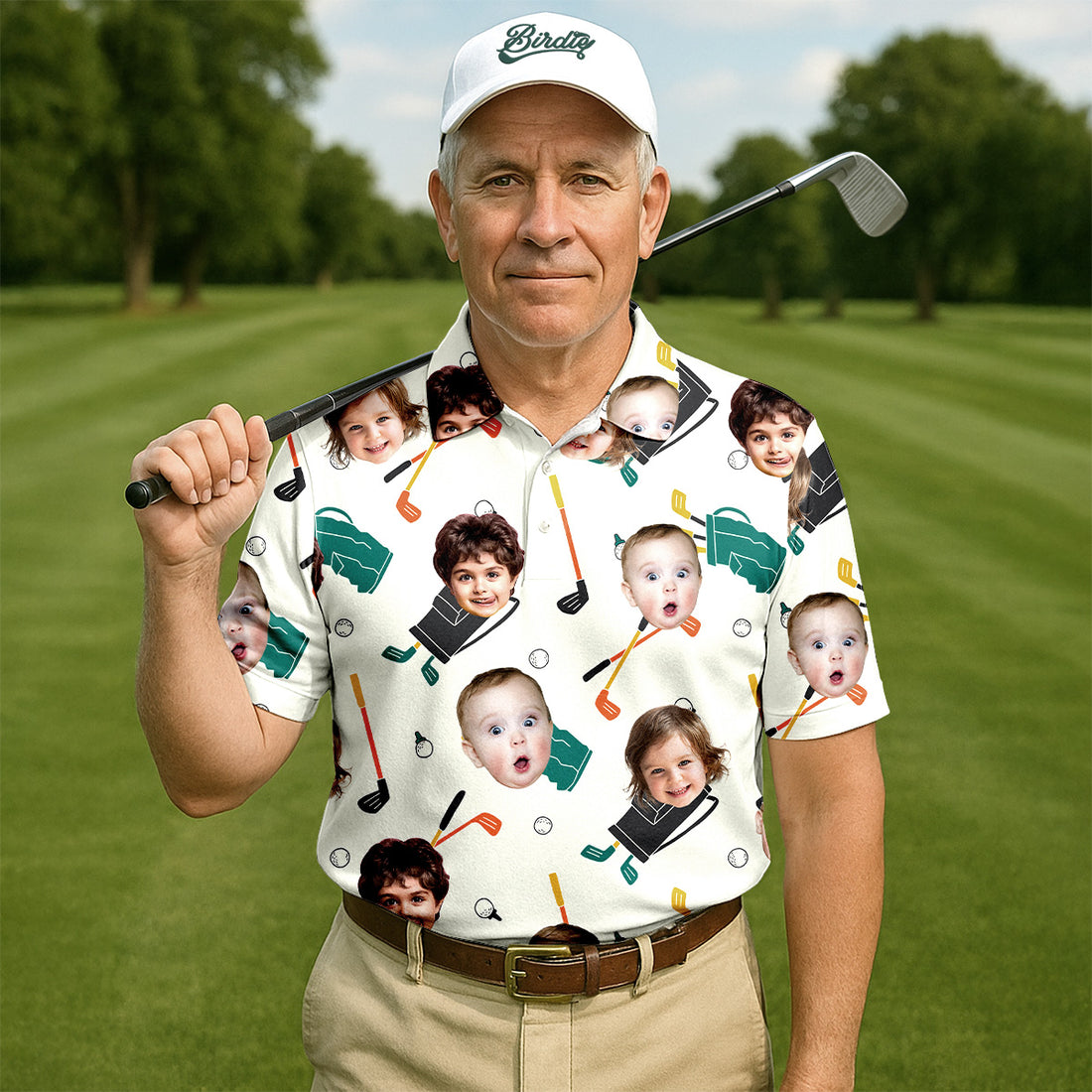 Custom Face Kids Photo Shirt, Funny Polo Golf Shirt, Dad Golf Shirt, Christmas Golf Gift