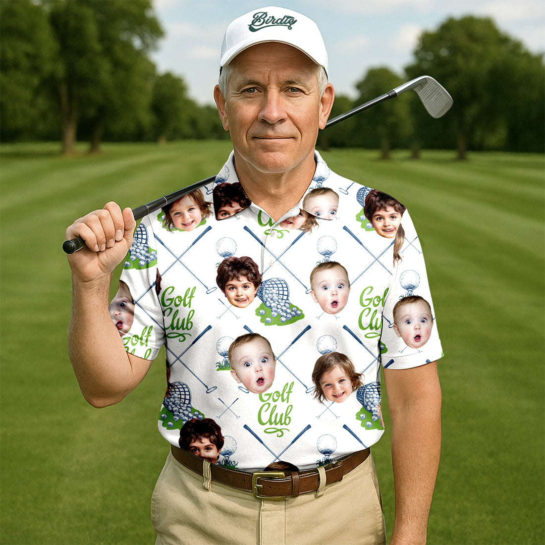 Custom Face Kids Photo Shirt Funny Polo Golf Shirt, Golf Club Shirt, Christmas Golf Gift