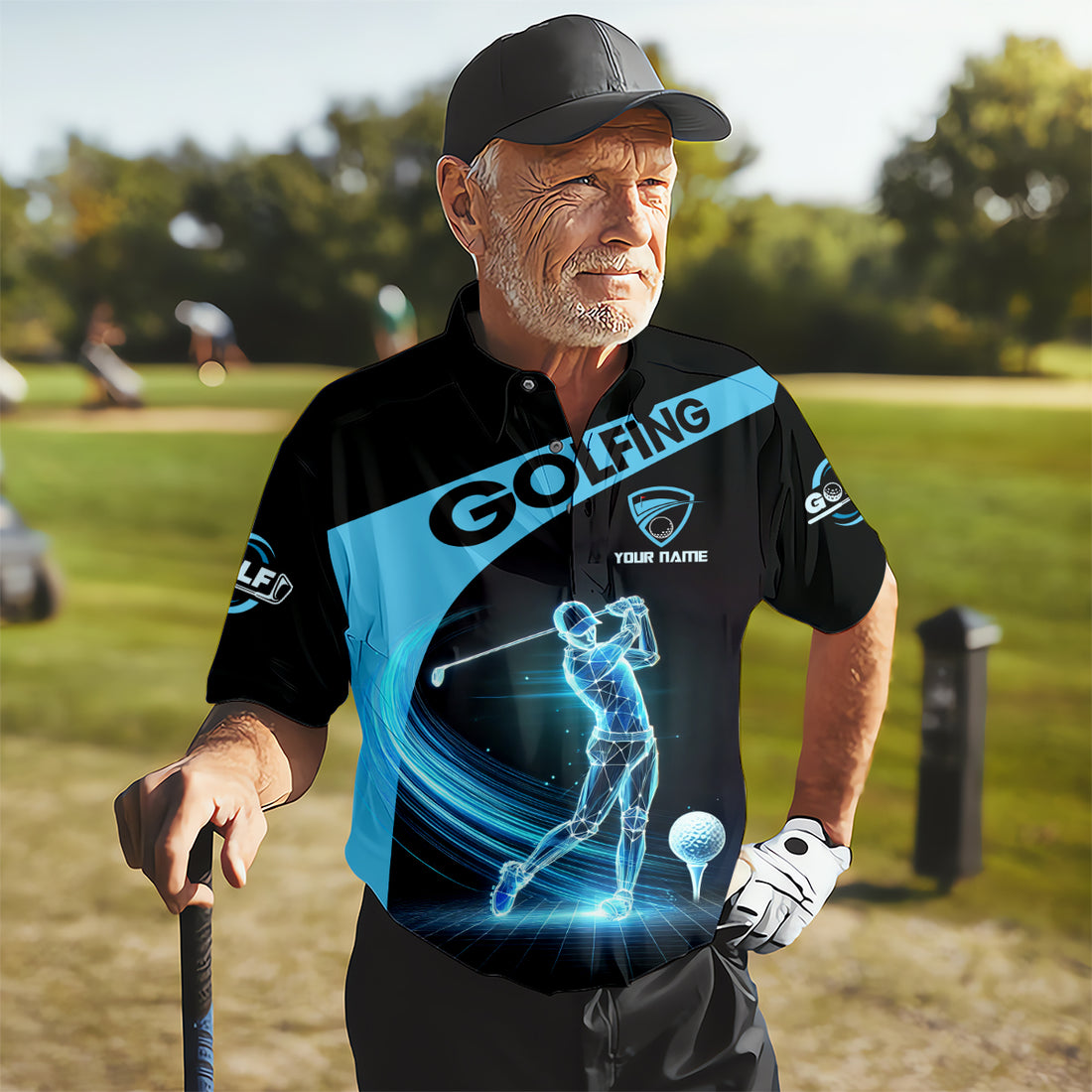 Swing Swear Look For Ball Repeat Custom Funny Golf Polo Shirt, Dad Golf Gifts