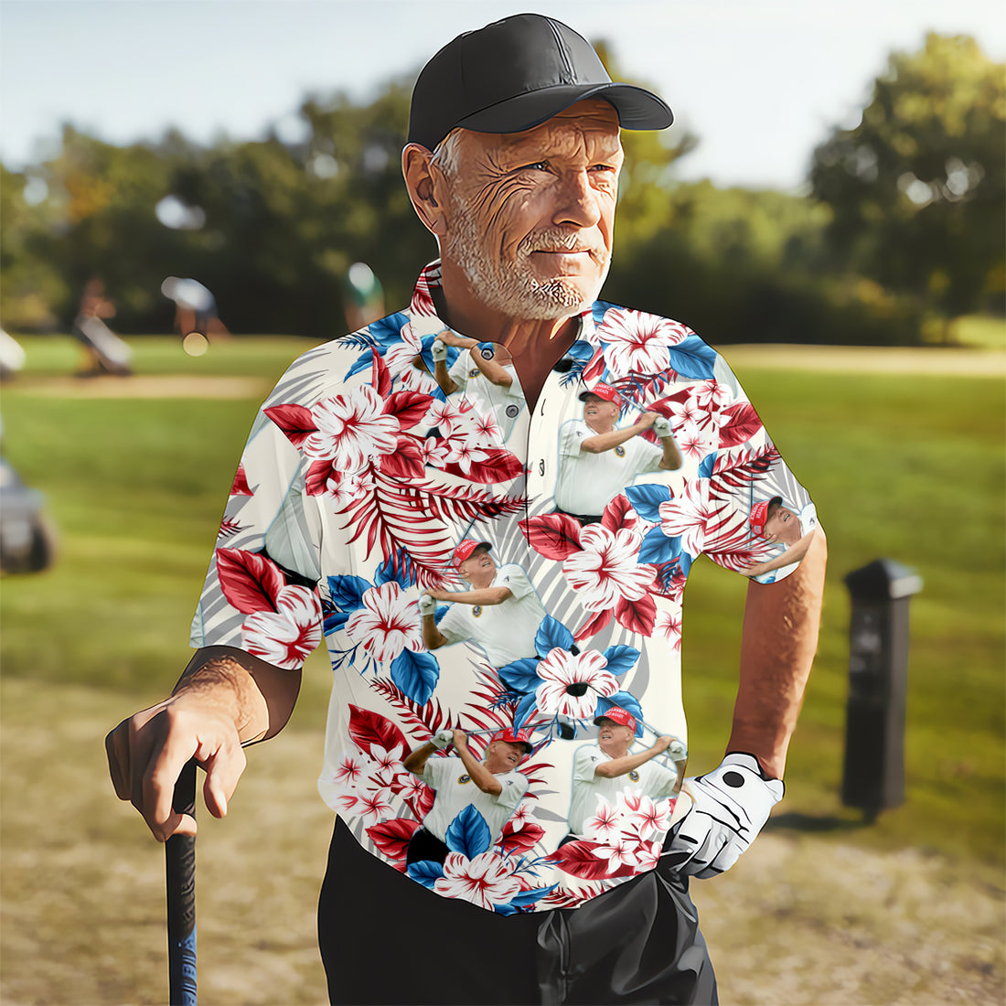 Custom Face Golf Polo Shirt, Funny Trump Shirt, Father's Day Gifts