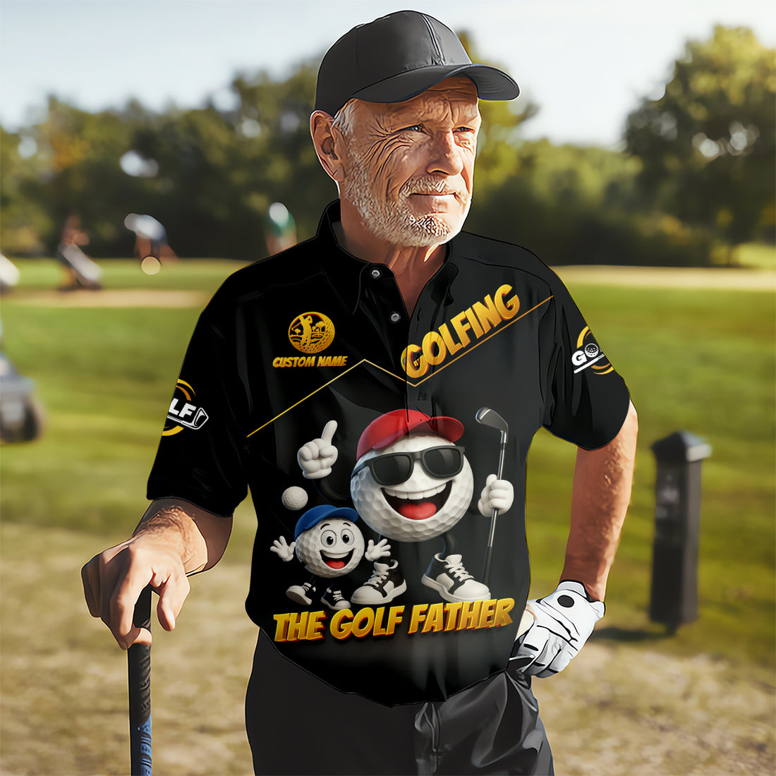 The Golf Father Custom Men's Golf Polo Shirt, Dad Golf Gift, Christmas Golf Gift