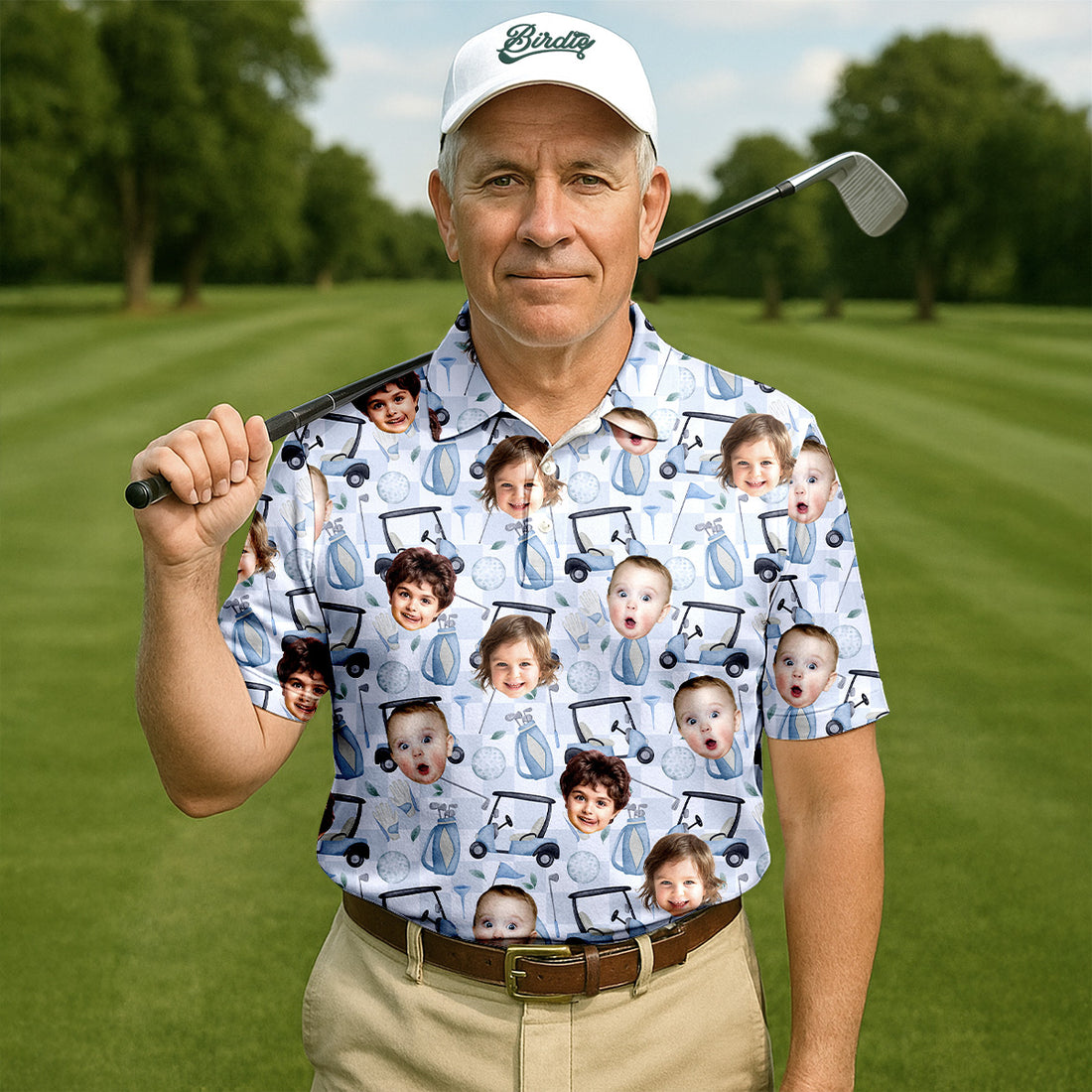 Custom Face Kid Golf Shirt, Funny Golf Polo Shirt, Dad Golf Gift