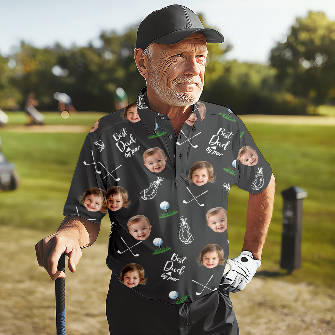 Best Dad By Par Custom Photo Golf Shirt, Fun Golf Shirt, Christmas Golf Gift