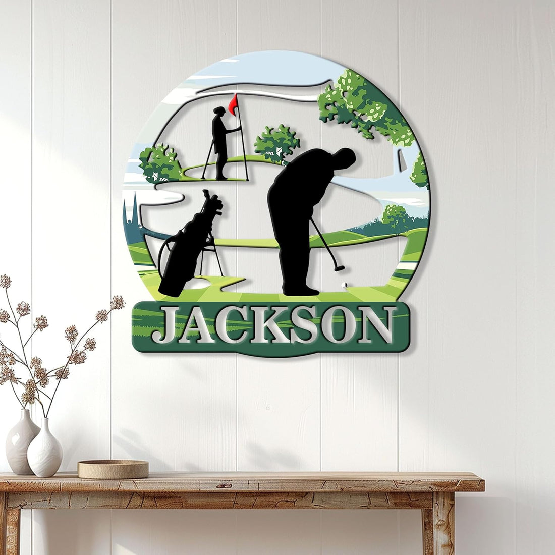 Custom American Flag Golf Metal Sign, Metal Golf Wall Art, Dad Golf Gifts