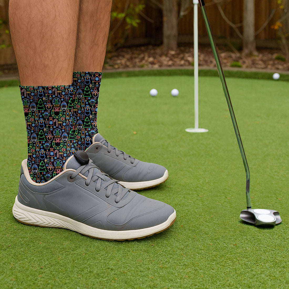 Neon Christmas Retro Style Golf Socks, Christmas Golf Gift, Gifts For Golf Lovers