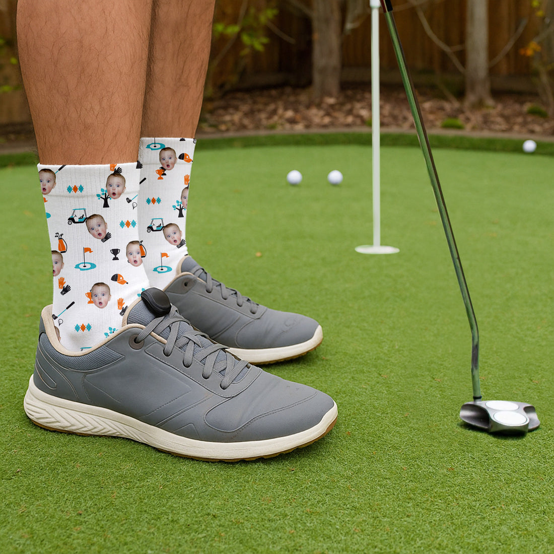 Custom Face Socks For Golfer, Socks With Faces, Fun Socks For Men, Custom Father's Day Gift