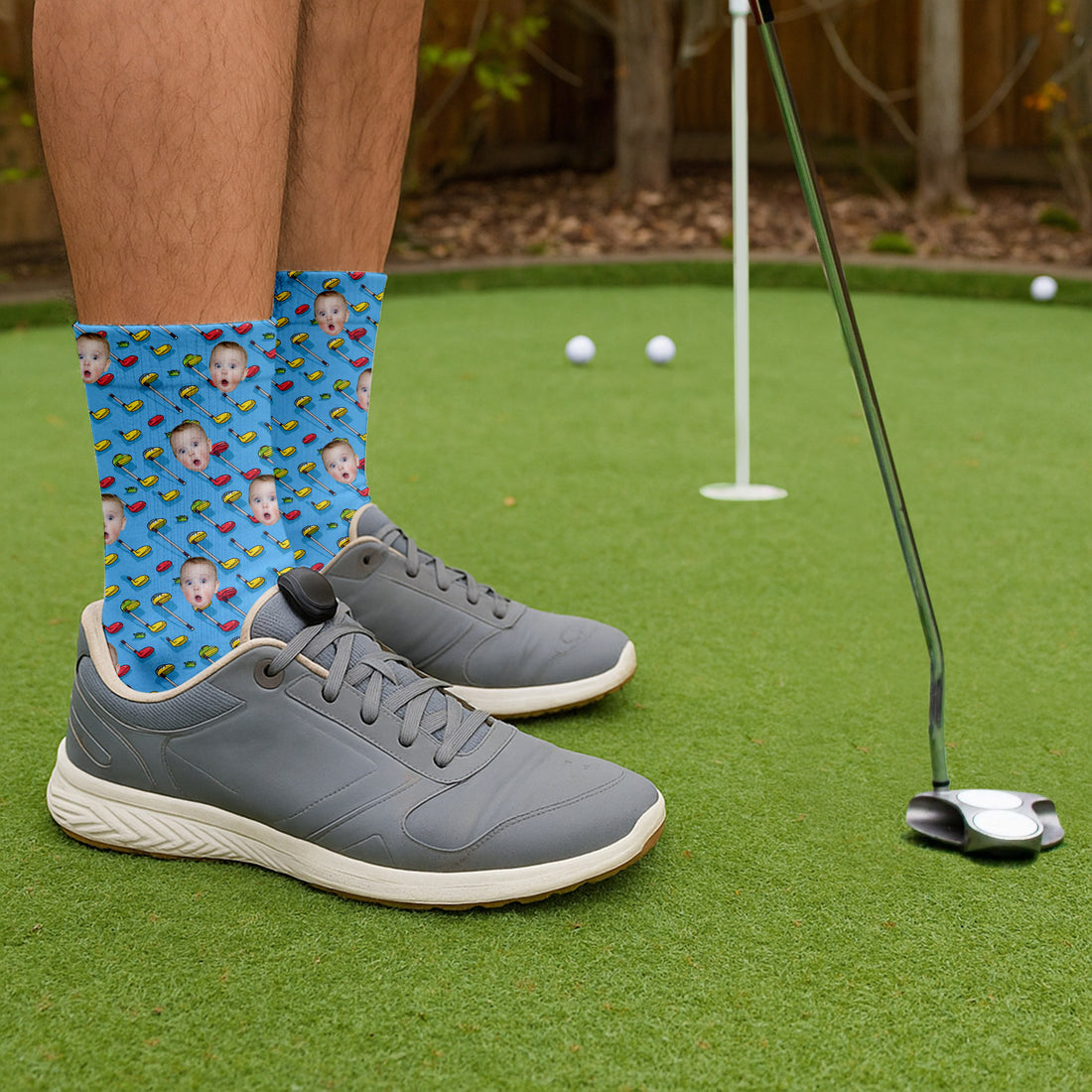 Socks With Faces, Fun Socks For Men, Custom Father's Day Gift, Golf Gift For Dad