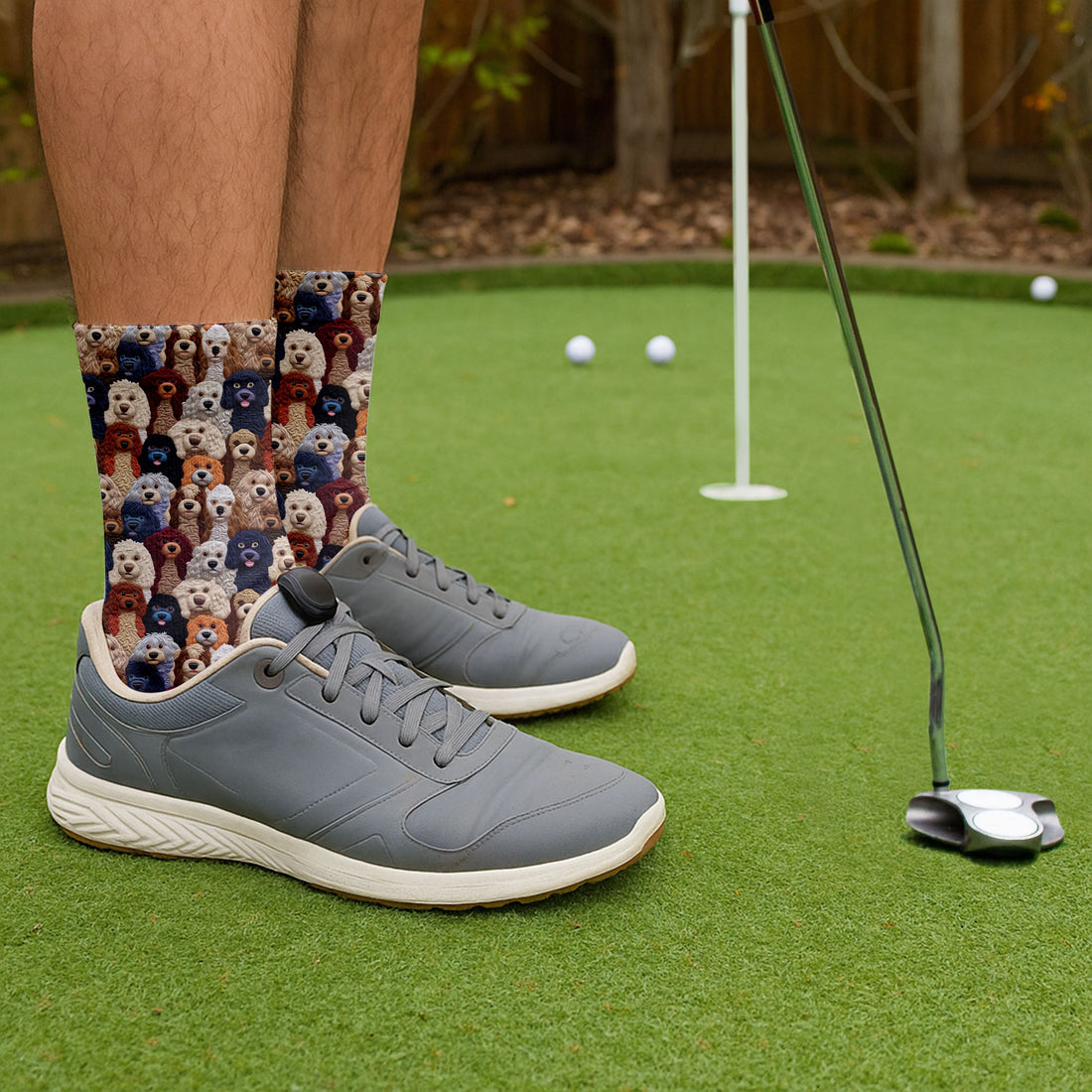 Cartoon Poodle Dog Golf Socks, Gifts For Dog Lovers, Gifts For Golf Lovers