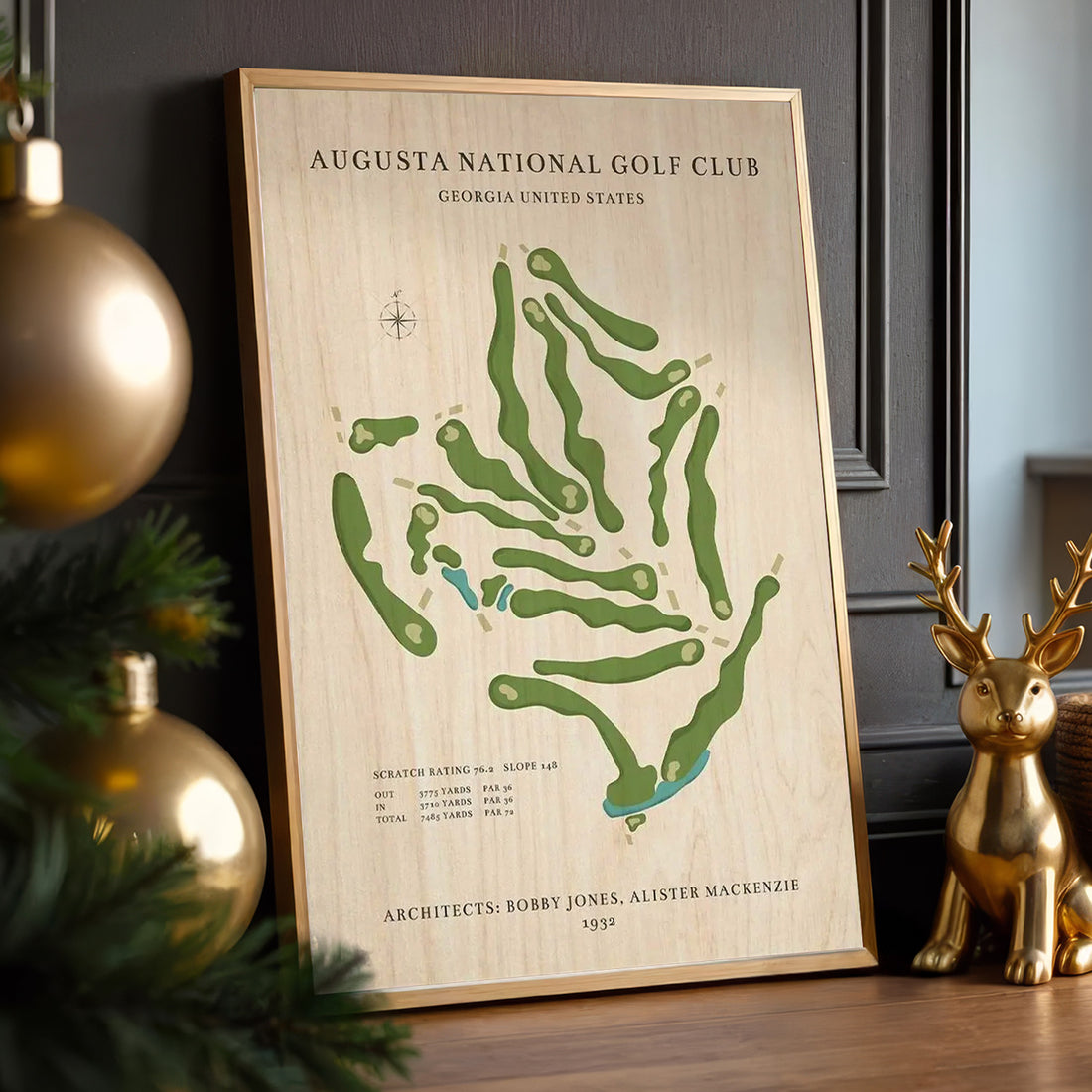 Custom Golf Course Map Canvas, Golf Decor, Gift For Golfer