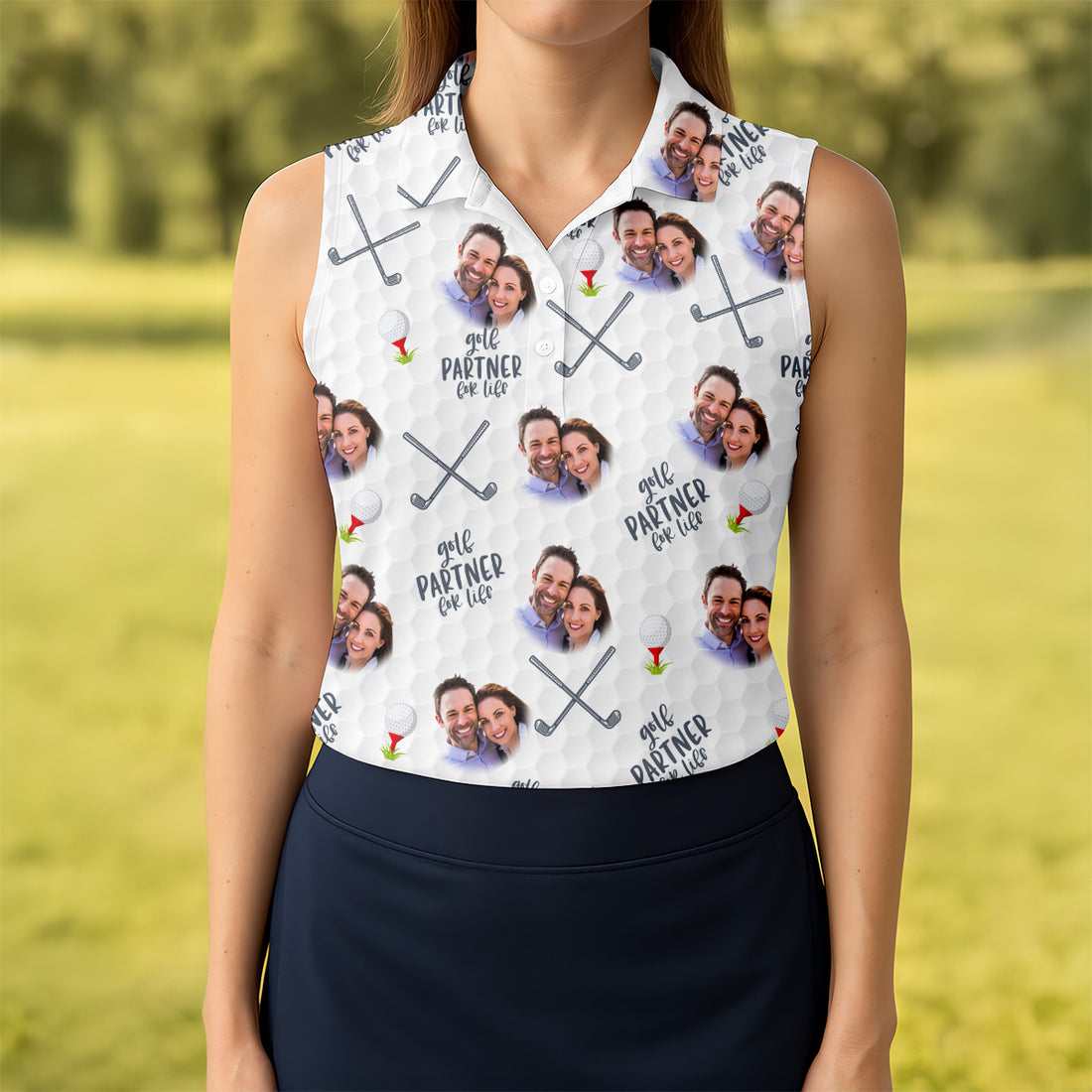 Personalized Golf Partner For Life Funny Golf Shirts For Ladies, Custom Face Golf Shirt, Matching Golf Shirts