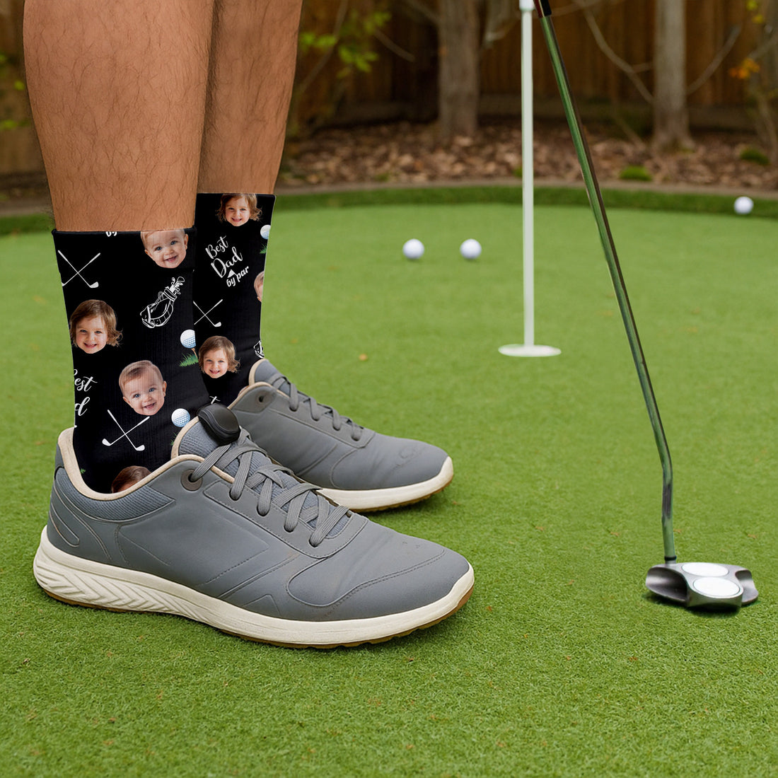 Custom Face Best Dad By Par Golf socks , Fun Socks For Men, Custom Father's Day Gift