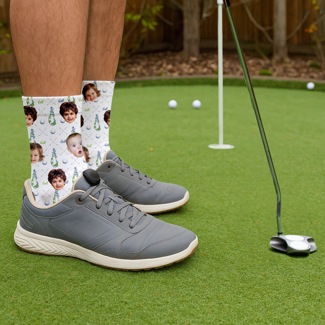 Custom Kids Face Socks,  Funny Golf Socks For Dad, Custom Father's Day Gift, Gifts For The Golfing Dad
