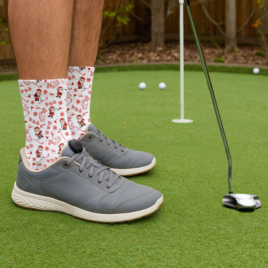 Ho Ho Ho Merry Christmas Funny Print Golf Socks, Christmas Golf Gift, Gifts For Golf Lovers