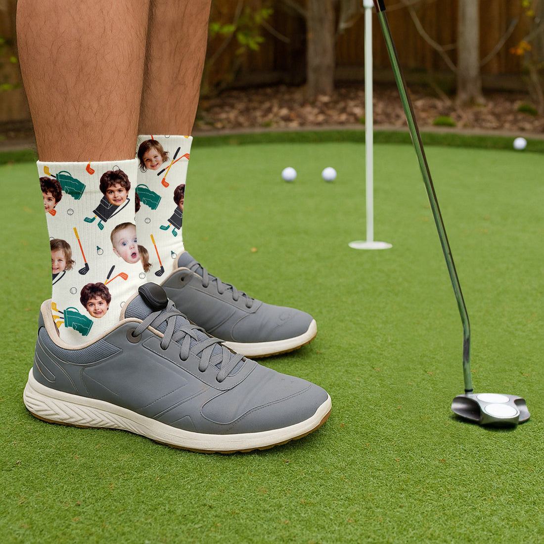 Custom Socks With Kids Faces, Fun Socks For Men, Custom Father's Day Gift, Gifts For The Golfing Dad