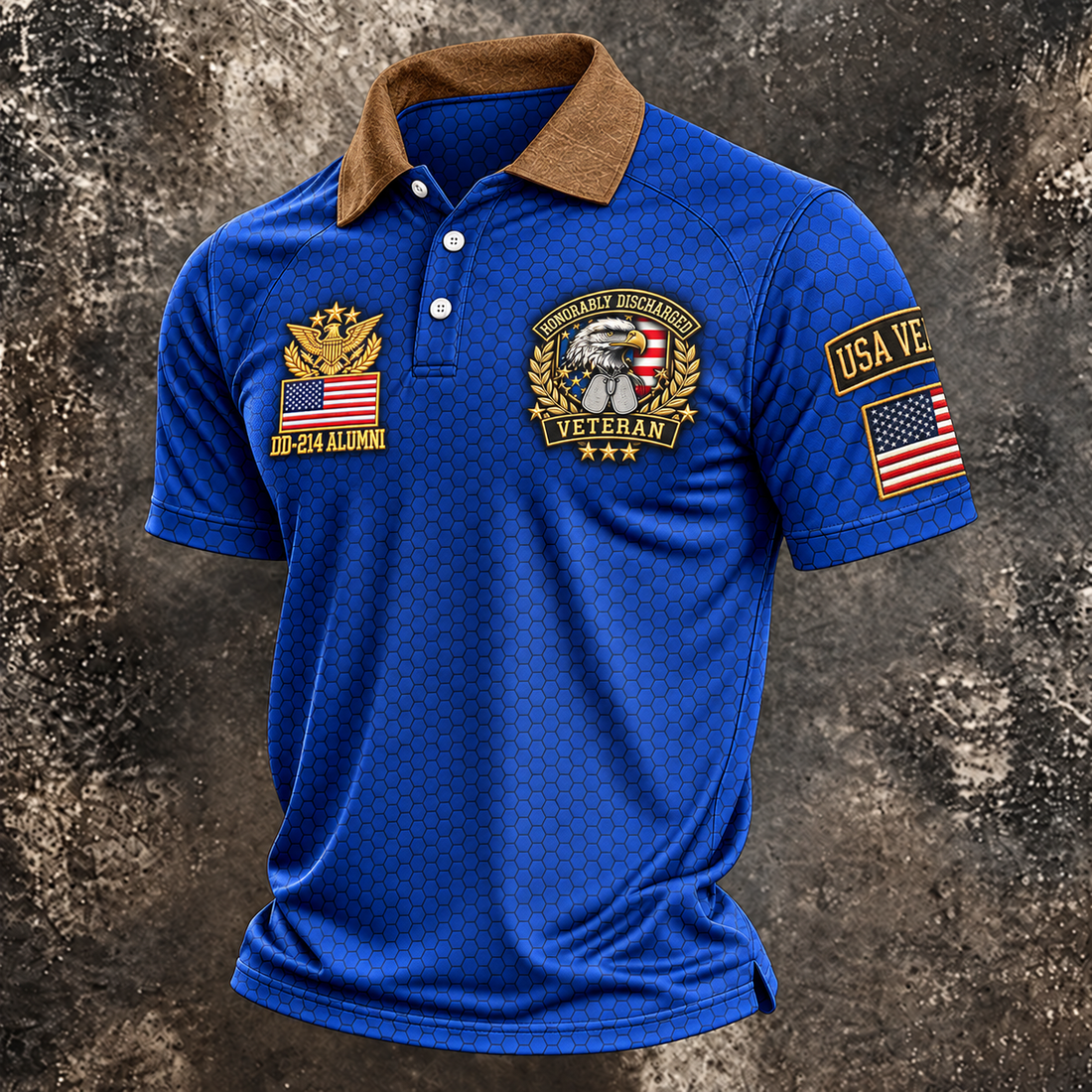 DD-214 Honeycomb Veteran Polo Shirt, Veterans Day Shirt, Golf Shirts For Men
