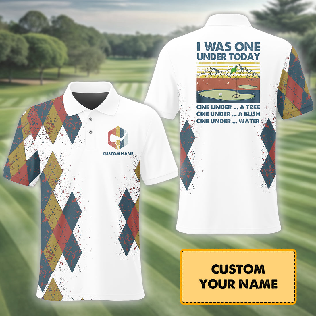 I Was One Under Today , Custom Polo Golf Shirt, Present For Golfer