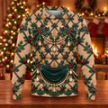 Green Holly Pearls Ugly Christmas Sweater, Christmas Golf Gift, Ugly Sweater Party