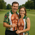 Green Muscle Santa Christmas Golf Shirt, Funny Mens Golf Shirts, Golf Gifts For Men