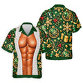 Green Muscle Santa Christmas Golf Shirt, Funny Mens Golf Shirts, Golf Gifts For Men