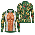 Green Muscle Santa Christmas Golf Shirt, Funny Mens Golf Shirts, Golf Gifts For Men