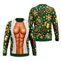Green Muscle Santa Christmas Golf Shirt, Funny Mens Golf Shirts, Golf Gifts For Men