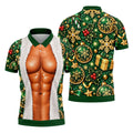 Green Muscle Santa Christmas Golf Shirt, Funny Mens Golf Shirts, Golf Gifts For Men