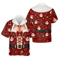 Santa Print Lace Up Corset Christmas Golf Shirt, Golf Gifts For Men, Mens Golf Polo