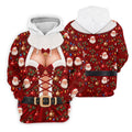 Santa Print Lace Up Corset Christmas Golf Shirt, Golf Gifts For Men, Mens Golf Polo
