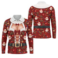 Santa Print Lace Up Corset Christmas Golf Shirt, Golf Gifts For Men, Mens Golf Polo