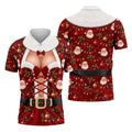 Santa Print Lace Up Corset Christmas Golf Shirt, Golf Gifts For Men, Mens Golf Polo