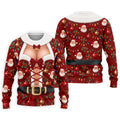 Santa Print Lace Up Corset Christmas Golf Shirt, Golf Gifts For Men, Mens Golf Polo