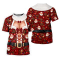 Santa Print Lace Up Corset Christmas Golf Shirt, Golf Gifts For Men, Mens Golf Polo