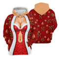 Red Sequin Fur Corset Christmas Golf Shirt, Womens Golf Apparel, Womens Golf Tops