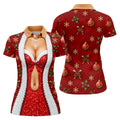 Red Sequin Fur Corset Christmas Golf Shirt, Womens Golf Apparel, Womens Golf Tops