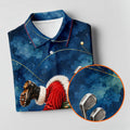 Blue Santa Golf Bag Christmas Golf Shirt, Golf Shirts For Women, Ladies Golf Shirts