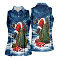 Blue Santa Golf Bag Christmas Golf Shirt, Golf Shirts For Women, Ladies Golf Shirts