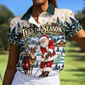 Tees The Season Santa Christmas Golf Shirt, Womens Golf Apparel, Womens Golf Clothing