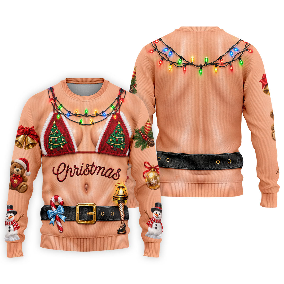 Xmas Tree Bikini Lights Christmas Golf Shirt, Mens Golf Clothing, Mens Golf Shirts