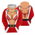 Santa Coat Bikini Lights Christmas Golf Shirt, Ladies Golf Tops, Womens Golf Apparel