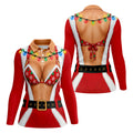 Santa Coat Bikini Lights Christmas Golf Shirt, Ladies Golf Tops, Womens Golf Apparel