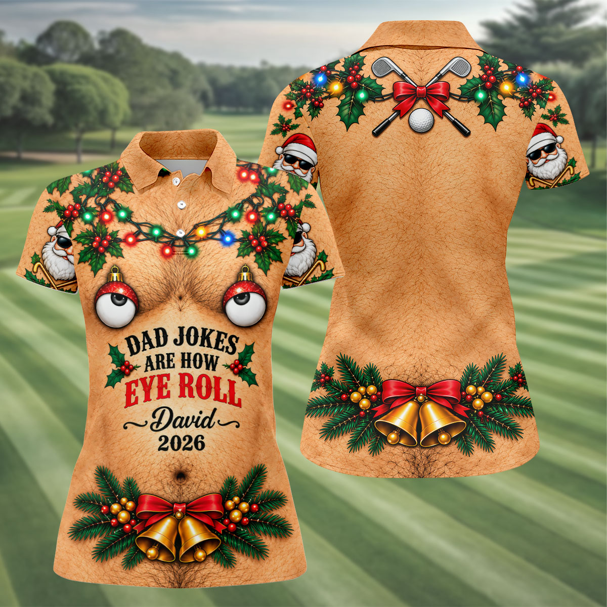 Funny Dad Jokes Eye Roll Christmas Golf Shirt, Ladies Golf Shirts, Ladies Golf Tops
