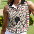 Black Sheep Fair Isle Christmas Golf Shirt, Ladies Golf Apparel, Golf Gifts For Women