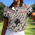 Black Sheep Fair Isle Christmas Golf Shirt, Ladies Golf Apparel, Golf Gifts For Women