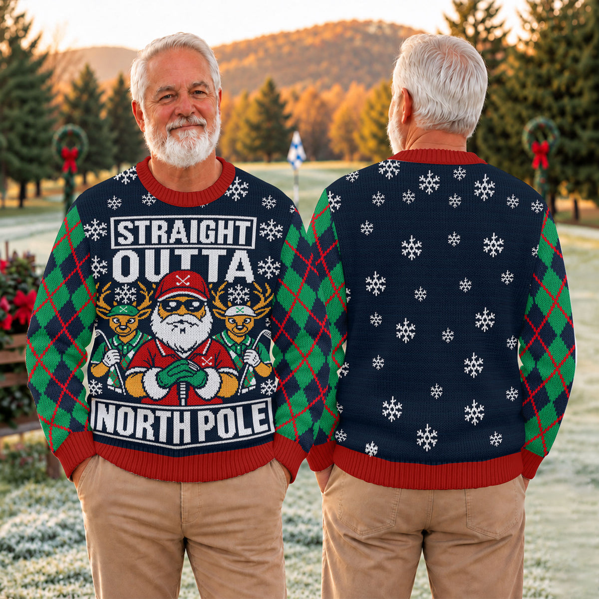 Straight Outta North Pole Ugly Christmas Sweater, Christmas Gifts, Golf Lover Gifts