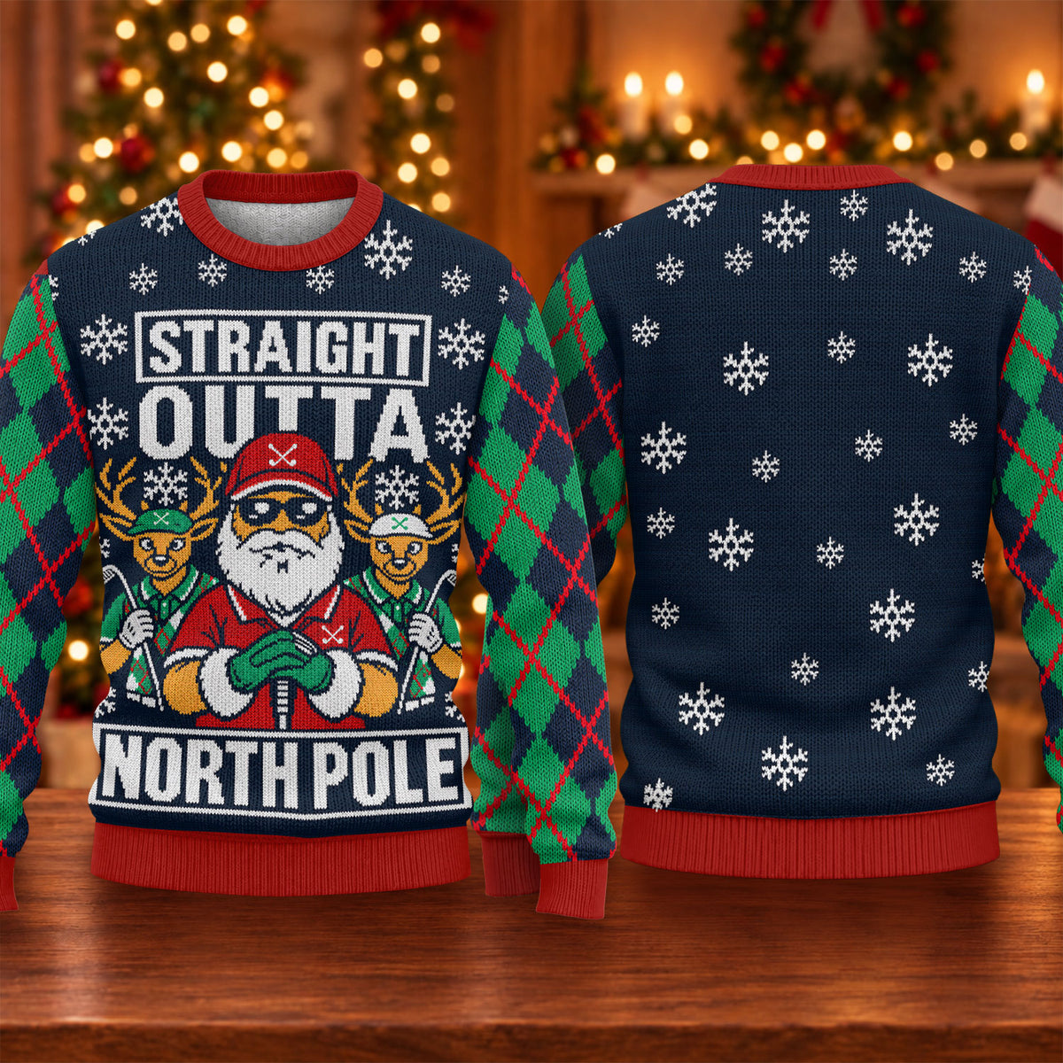 Straight Outta North Pole Ugly Christmas Sweater, Christmas Gifts, Golf Lover Gifts