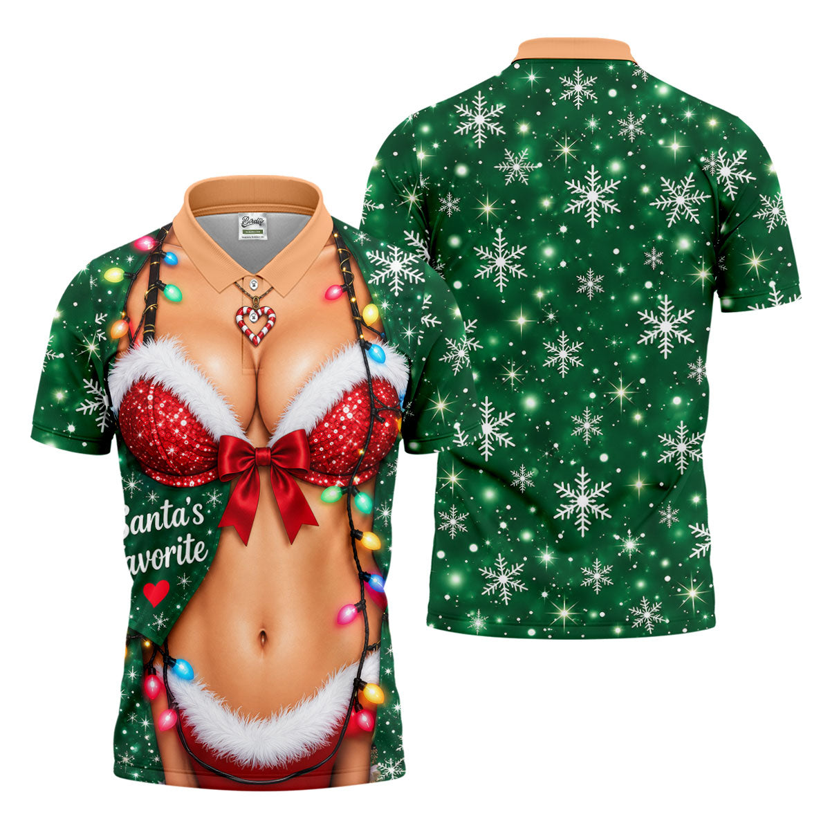 Santa's Favorite Bikini Christmas Golf Shirt, Golf Gifts For Men, Golf Polo For Men